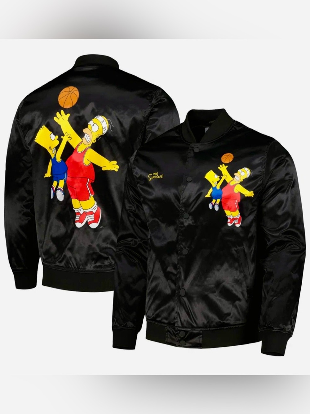 The Simpsons Freeze Max Basketball Satin Full-Snap Jacket, Black, Like New, Med